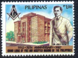 FILIPINAS -1987- MINT- 75 ANOS DA GRANDE LOJA DAS FILIPINAS -  RIZAL: FAMOSO MAOM.