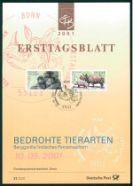 ALEMANHA -FOLHA DE 1� DIA - Gorila das Montanhas - Rinoceronte Indiano (s�rie  especiais)