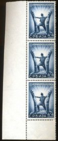Srvia - 1941 - Emisso Comemorativa Campanha Anti Manica - 4+4 -com goma - resduos de papel