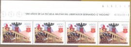 Chile - 200 Anos do Colgio Militar Bernardo O' Higgins' - MINT.

Tira (com dobra) com 4 selos + Edital