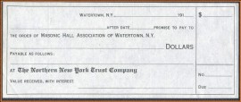 USA -191...  Ordem de Pagamento -MINT -  Associao Manica de Watertown - N.Y.