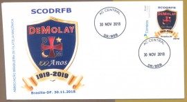 Brasil -2018 -100 ANOS DA ORDEM DEMOLAY-  Envelope Comemorativo - CD-BRASLIA-DF -30.11.2018 - Por ocasio da realizao do CNOD/BRASLIA.
