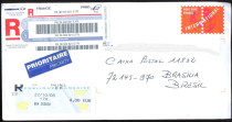 Enveloppe Circulado Fran�a - Brasil 2008 -c-registro