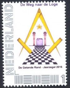 Paises Baixos - 2016- Selo personalizado emitido pela Loja de Estudos  Filatlico .Masonic A Borda Serrilhada , Ano  2016 - Tema:  O Caminho para a Loja - MINT