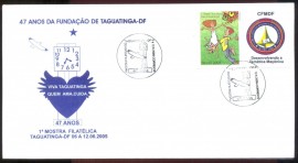 Brasil - 47 Anos da Cidade de Taguatinga-DF.- com selo  'Desenvolvendo a Temtica Manica' - CBC: Taguatinga-DF.
1 Mostra Filatlica de Taguatinga.
