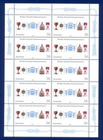 Alemanha - 2002 - 100  Anos do Museu Manico MINT -Linda  Folha com 10 selos,
A borda da folha   circulado com  o 