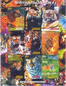 2008-Madagascar -MINT- Sem Picotes -  Animais do Mundo -  Maonaria- Rotary- Lion
