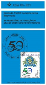183-EDITAL -Selo Portugal-  50 Anos Grande Oriente do Distrito Federal